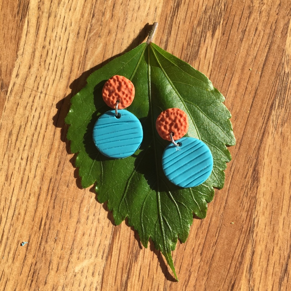 Terra-cotta and teal earrings